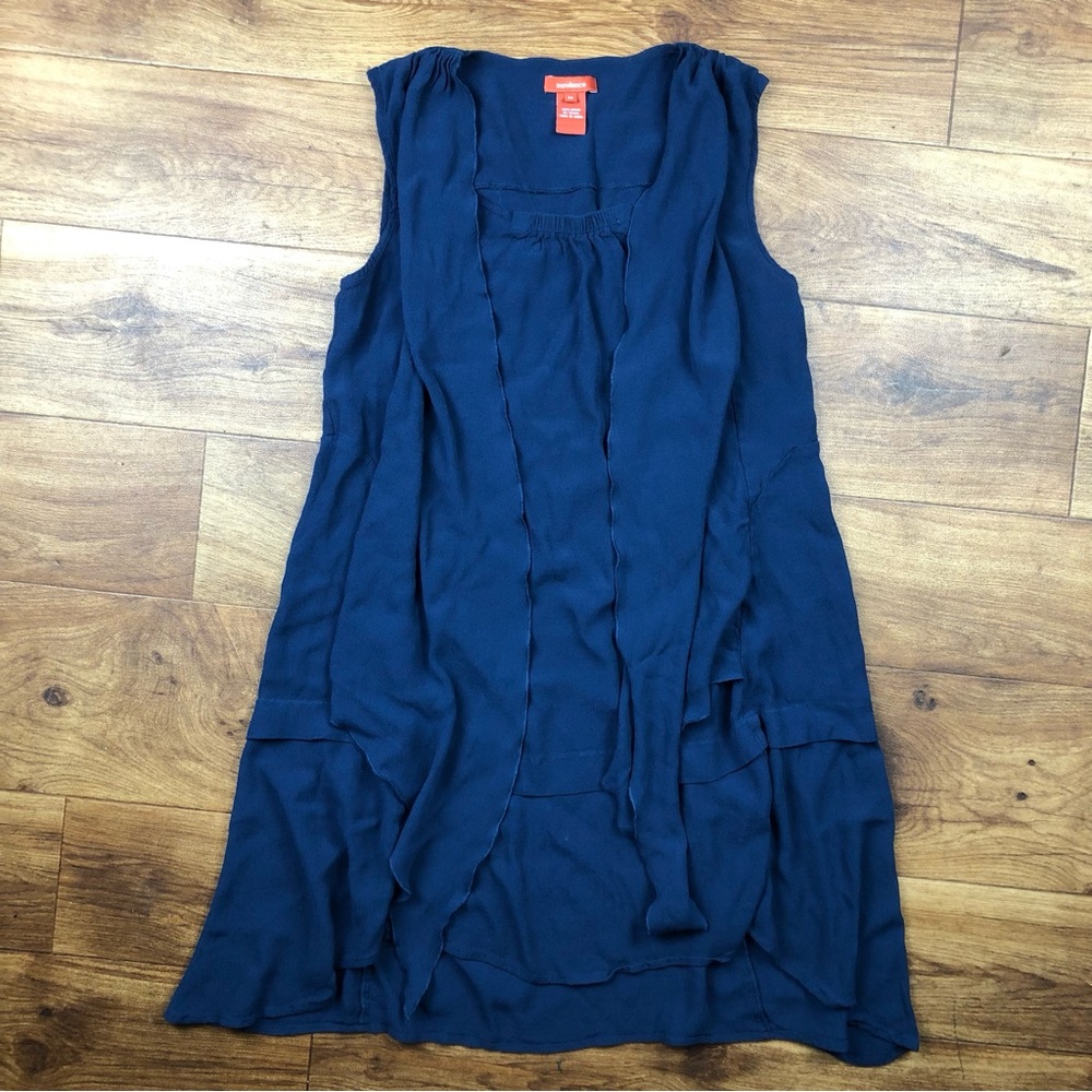 Sundance Solid Navy Blue Sleeveless Dress